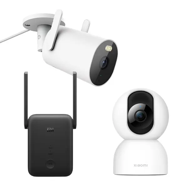 XIAOMI SMART CAMARA C400 + XIAOMI OUTDOOR CAMERA AW300 + XIAOMI MI WIFI EXTENDER AC1200