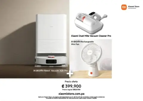 XIAOMI ROBOT VACUUM X20 PRO + XIAOMI DUST MITE VACUUM + XIAOMI RECHARGEABLE MINI FAN