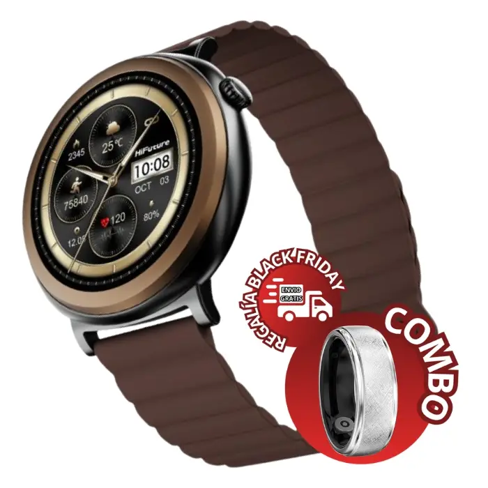 Combo SmartWatch HiFuture Aurora 44mm Café + Anillo Inteligente HiFuture Future Ring2