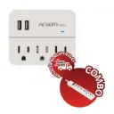 Combo Regleta Argom 3 Outlet & 2 USB 110V ARG-AC-0266WT + Regleta Argom 6 Tomas Blanca ARG-AC-0252WT