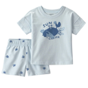 Conjunto 2 piezas cangrejito con blusa y short azul suave